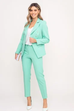 Damskie Polski Miętowa Marynarka dwurzędowa TEMIDA