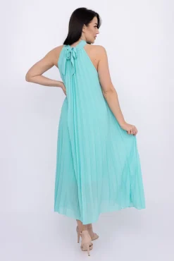Włoski Miętowa plisowana Sukienka szyfonowa LUZIO