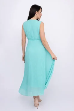 Włoski Miętowa plisowana Sukienka szyfonowa GUSTEN