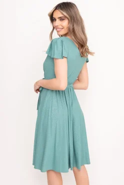 Polski Miętowa Sukienka brokatowa GENVELI