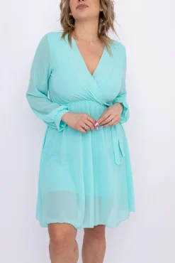 Włoski Miętowa Sukienka Elegancka PERLA