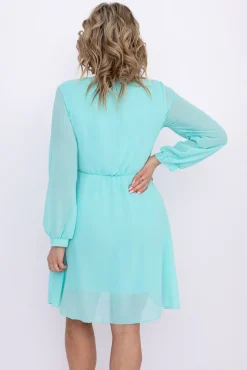 Włoski Miętowa Sukienka Elegancka PERLA