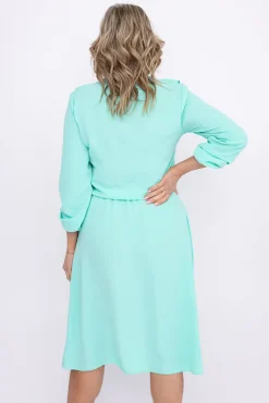 Włoski Miętowa Sukienka z żabotem BELIAMI
