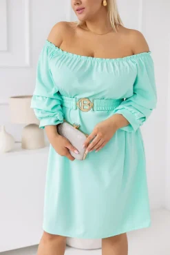 Włoski Miętowa Sukienka z paskiem VOUGI