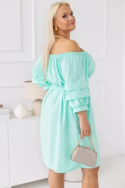Włoski Miętowa Sukienka z paskiem VOUGI
