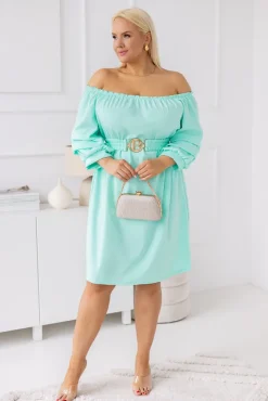 Włoski Miętowa Sukienka z paskiem VOUGI