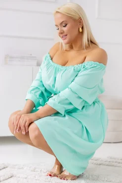 Włoski Miętowa Sukienka z paskiem VOUGI