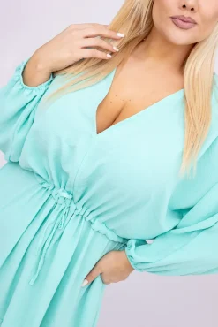 Włoski Miętowa Sukienka z rozcięciem TERUMI