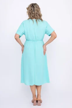 Włoski Miętowa Sukienka z rozsuwanym dekoltem TRIZI
