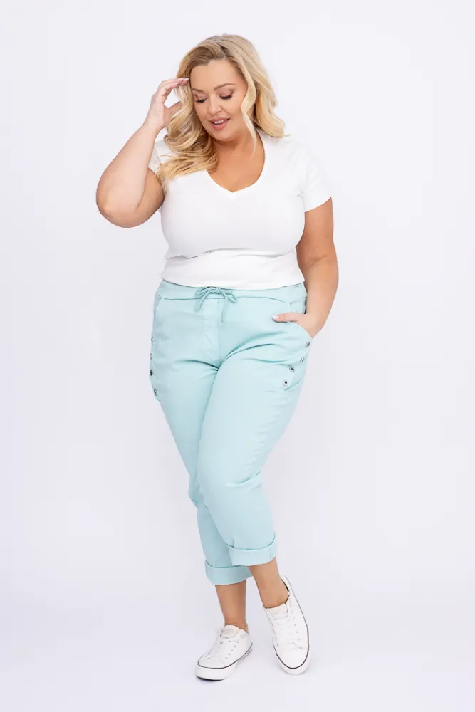 Damskie Włoski Miętowe Spodnie SENDI