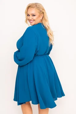 Włoski Morska Sukienka koszulowa z paskiem DEPERI