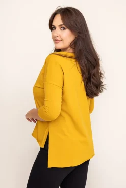 Damskie Włoski Musztardowa Bluzka GRENVI