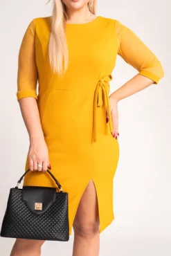 Polski Musztardowa Sukienka CRAVATTA