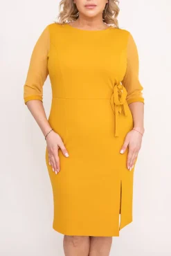 Polski Musztardowa Sukienka CRAVATTA