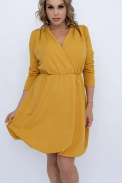 Włoski Musztardowa Sukienka MILTERI