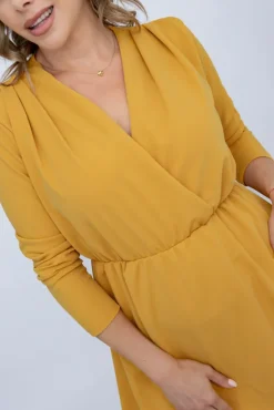 Włoski Musztardowa Sukienka MILTERI