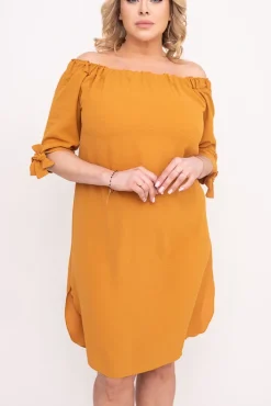 Polski Musztardowa Sukienka VALENCIA