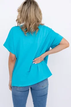 Damskie Włoski Niebieska Bluzka DESTIMI