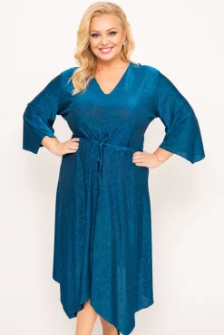 Polski Niebieska Sukienka błyszcząca REZIO