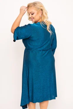 Polski Niebieska Sukienka błyszcząca REZIO