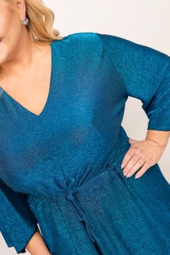 Polski Niebieska Sukienka błyszcząca REZIO