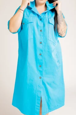 Włoski Niebieska Sukienka koszulowa UTERO