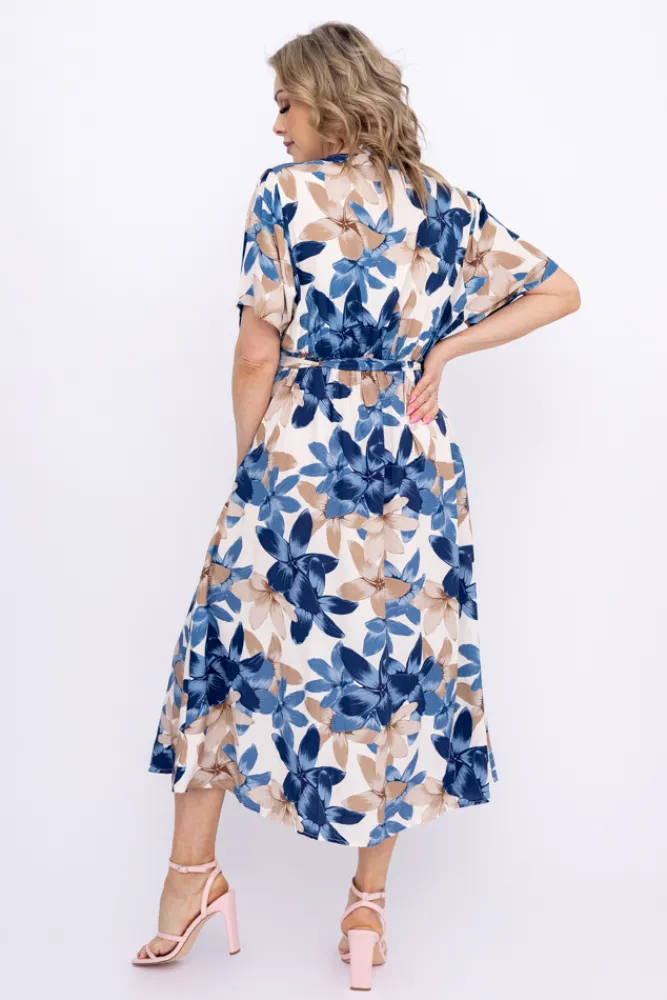 Włoski Niebieska Sukienka SENTEVI