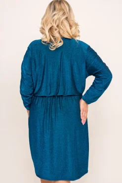 Polski Niebieska Sukienka z marszczeniem NEW YEAR