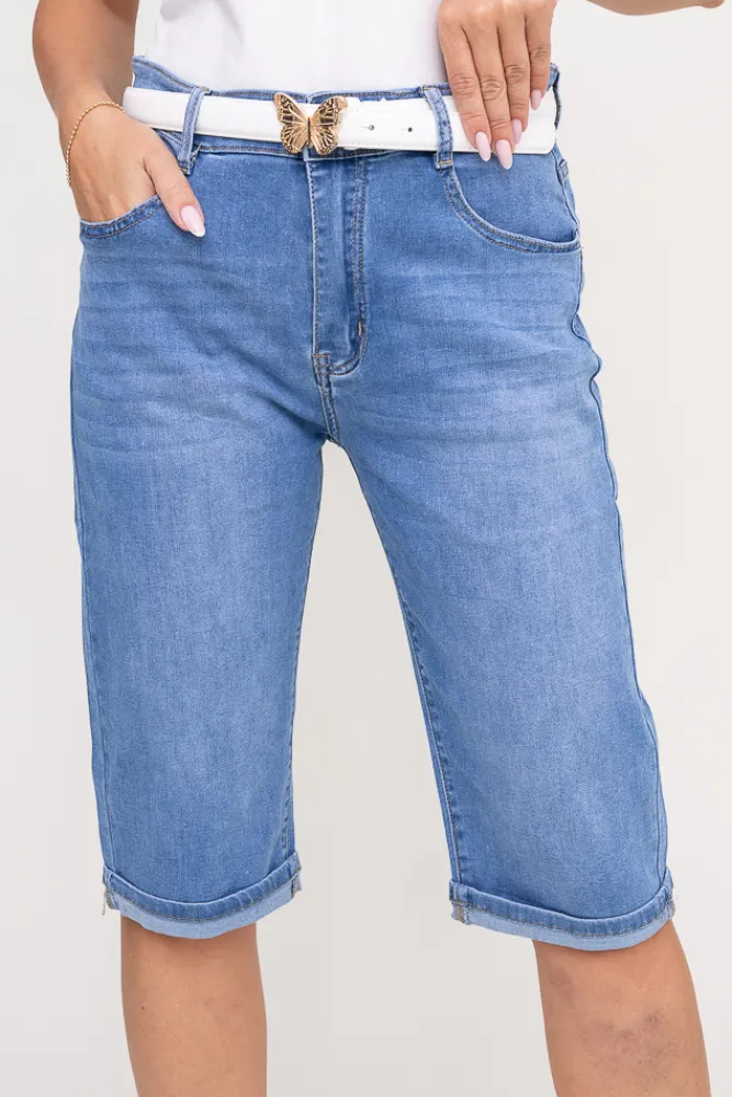 Damskie Włoski Niebieskie Spodnie jeansowe rybaczki RELIRA