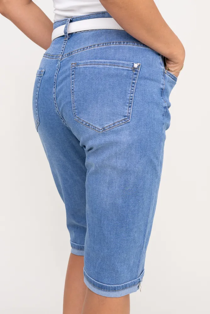 Damskie Włoski Niebieskie Spodnie jeansowe rybaczki RELIRA