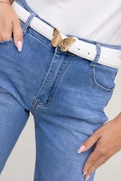 Damskie Włoski Niebieskie Spodnie jeansowe rybaczki RELIRA