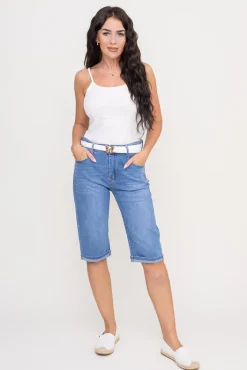 Damskie Włoski Niebieskie Spodnie jeansowe rybaczki RELIRA