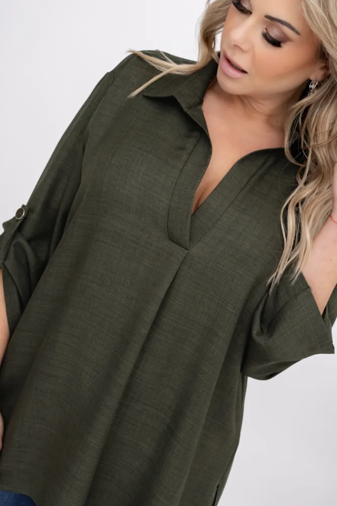 Damskie Polski Oliwkowa Koszula METUZINO