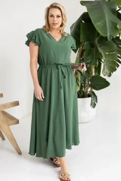 Polski Oliwkowa Sukienka BLANCY