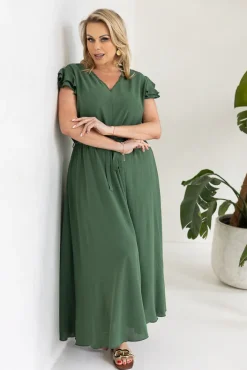 Polski Oliwkowa Sukienka BLANCY