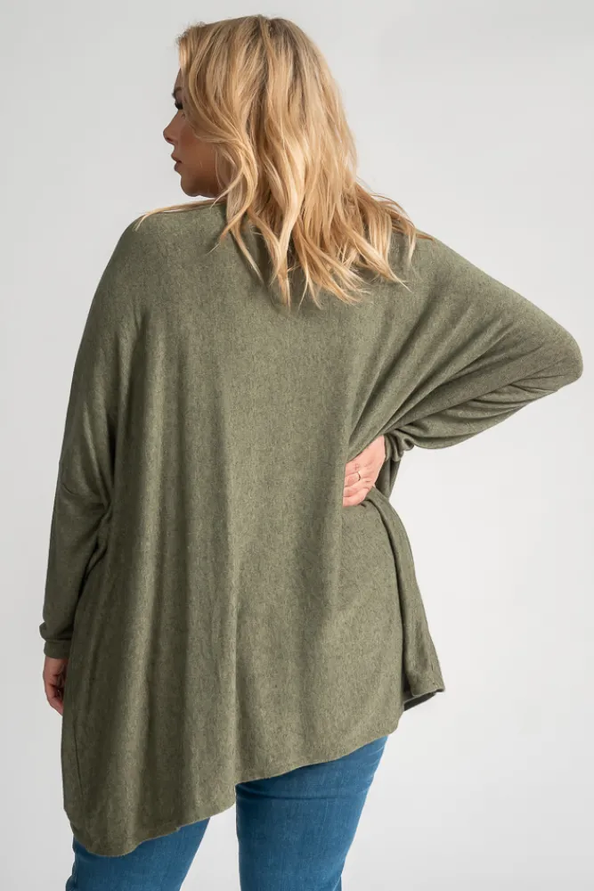 Damskie Włoski Oliwkowy Sweter oversize NELVI