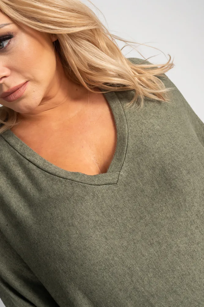 Damskie Włoski Oliwkowy Sweter oversize NELVI