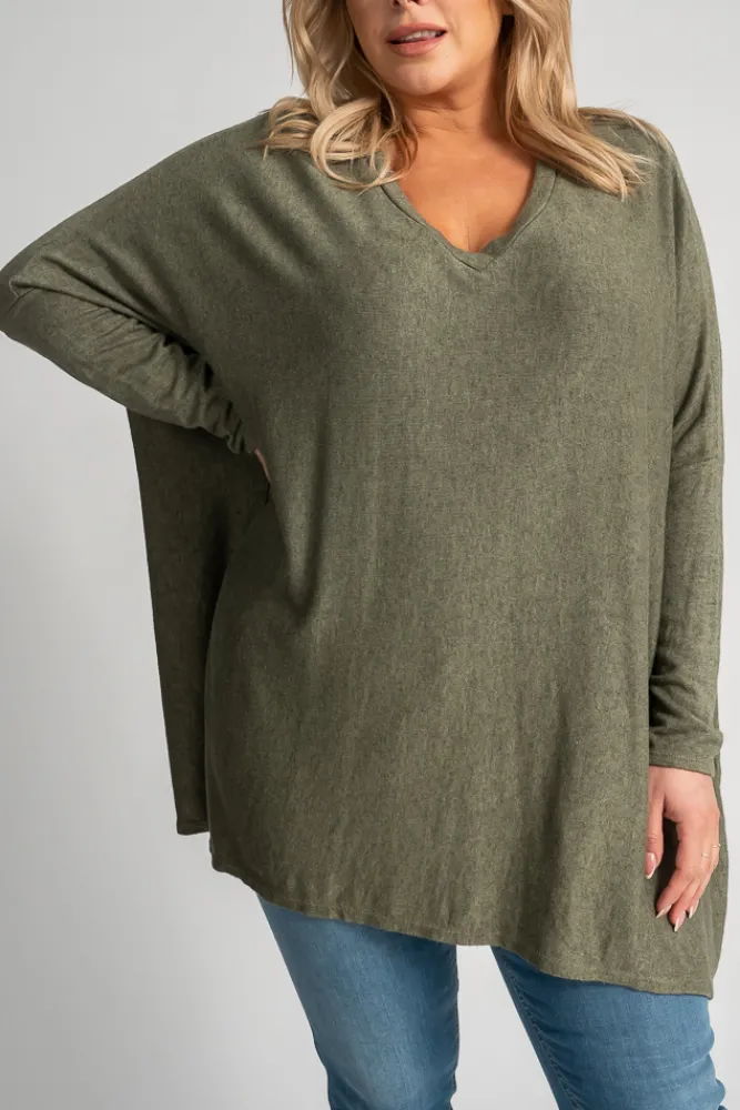 Damskie Włoski Oliwkowy Sweter oversize NELVI