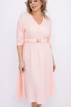 Polski Łososiowa Sukienka z paskiem GESINA