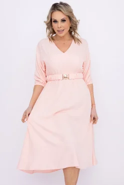 Polski Łososiowa Sukienka z paskiem GESINA