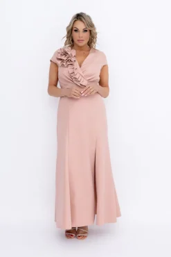 Polski Pastelowo różowa Sukienka błyszcząca ARIEL