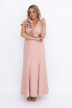 Polski Pastelowo różowa Sukienka błyszcząca ARIEL