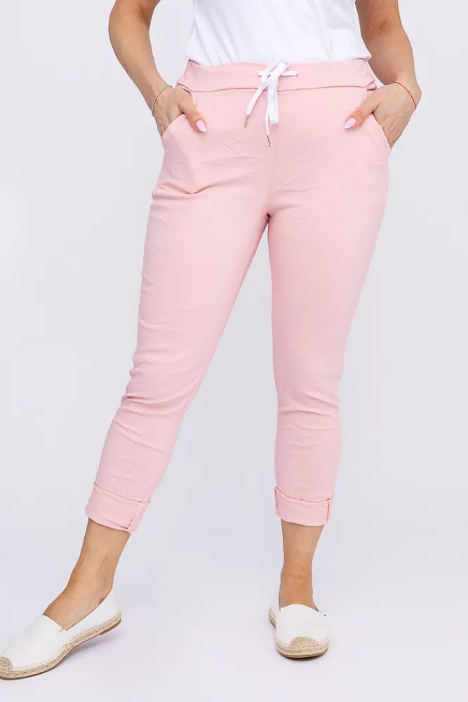 Damskie Włoski Pastelowo różowe Spodnie GIATTO