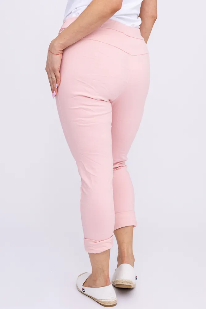 Damskie Włoski Pastelowo różowe Spodnie GIATTO