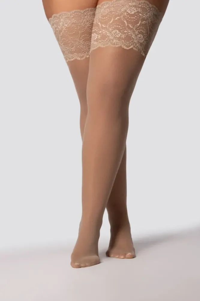 Damskie Polski Pończochy samonośne DIVINE 30DEN ALABASTER