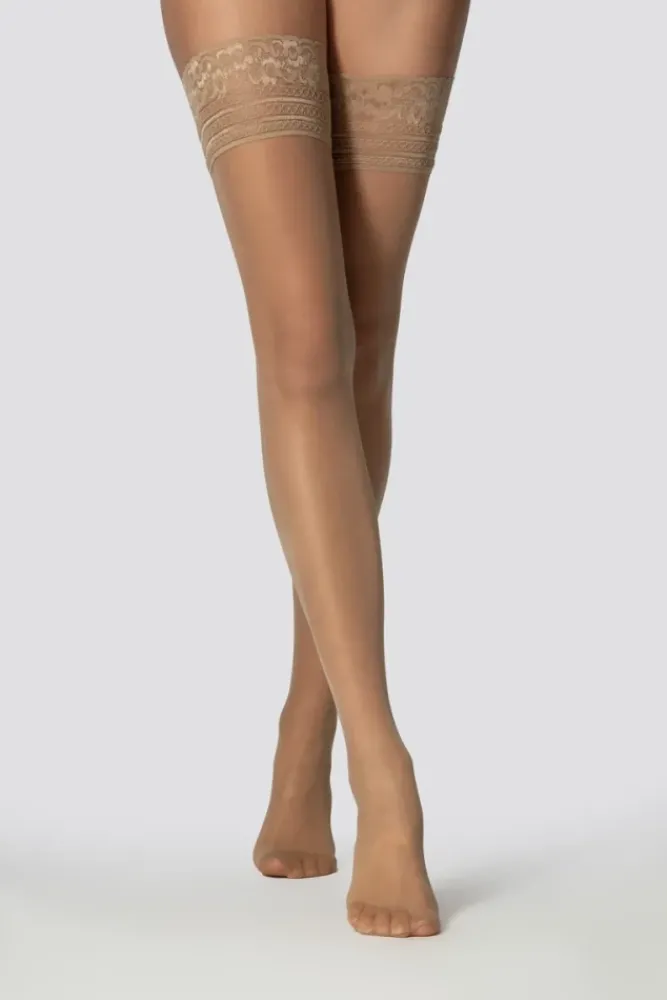 Damskie Polski Pończochy samonośne FELICE 15DEN NATURALE