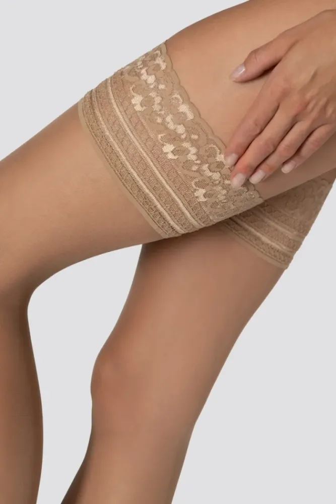 Damskie Polski Pończochy samonośne FELICE 15DEN NATURALE