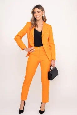Damskie Polski Pomarańczowa Marynarka dwurzędowa TEMIDA