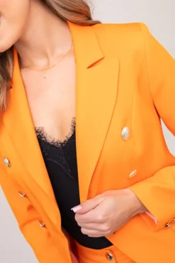 Damskie Polski Pomarańczowa Marynarka dwurzędowa TEMIDA