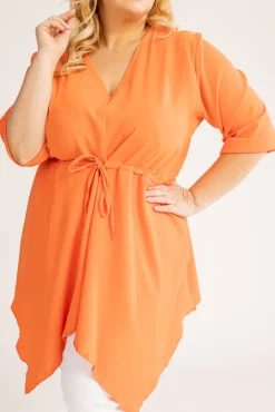 Damskie Polski Pomarańczowa Tunika asymetryczna CLARIN
